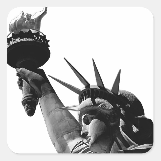 Sticker Carré Statue de la Liberté Noir & Blanc (Devant)
