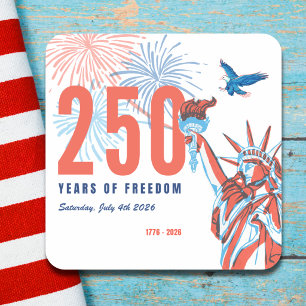 Sticker Carré Statue de la Liberté Rétro 250e Anniversaire de l'