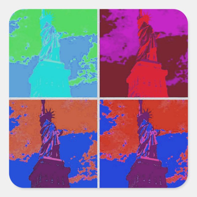 Sticker Carré Statue de style pop art de la liberté (Devant)