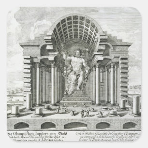 Sticker Carré Statue de Zeus olympien, faite par Phidias en or a