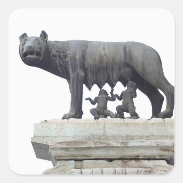 Sticker Carré Statue du loup de capitoline (allaitement du loup  (Devant)