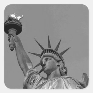 Sticker Carré Statue noire et blanche de Liberty New York