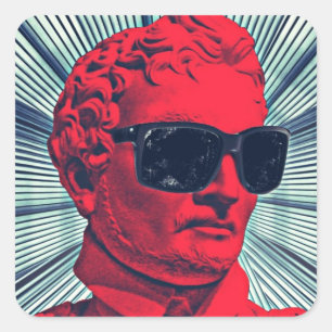 Sticker Carré Statue rouge Hipster