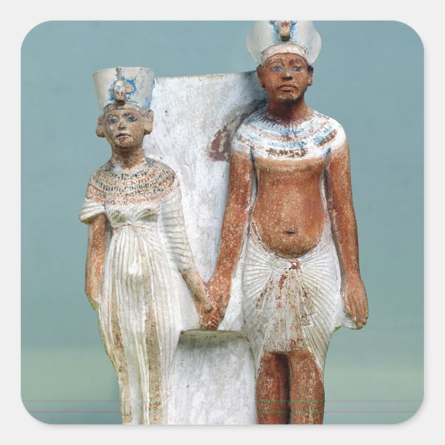 Sticker Carré Statuette d'Amenophis IV et Nefertiti (Devant)