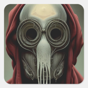 Sticker Carré steampunk crâne monster horreur marine alien robot