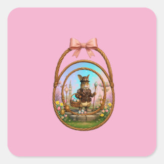 Sticker Carré Steampunk Easter Bunny In Frame