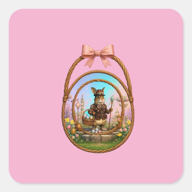 Sticker Carré Steampunk Easter Bunny In Frame (Devant)