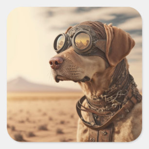 Sticker Carré Steampunk Labrador Retriever Chien