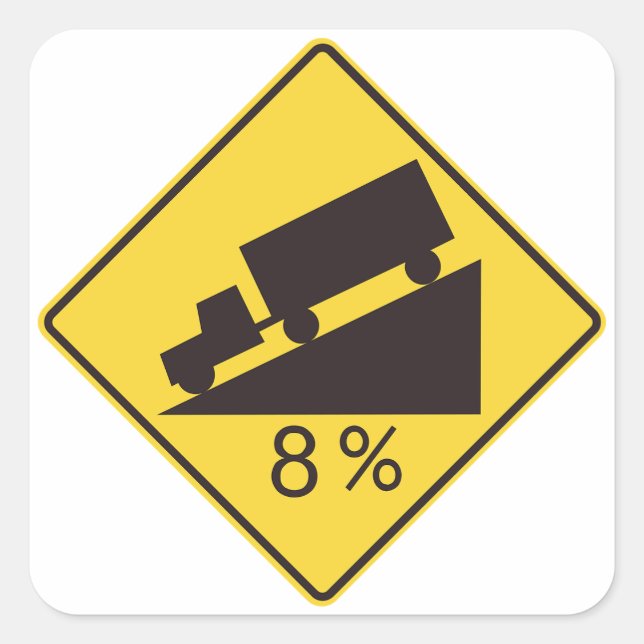 Sticker Carré Steep Grade Traffic Sign Trucking Hauling Caution (Devant)