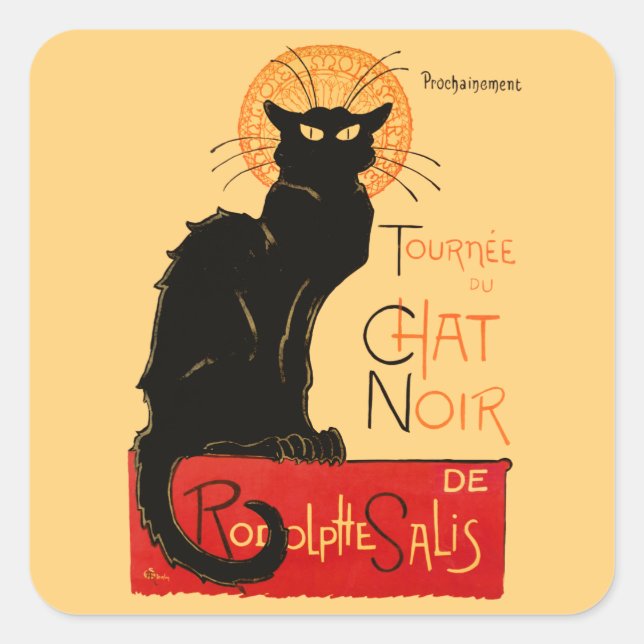 Sticker Carré Steinlen Chat Noir Classique Art Français (Devant)