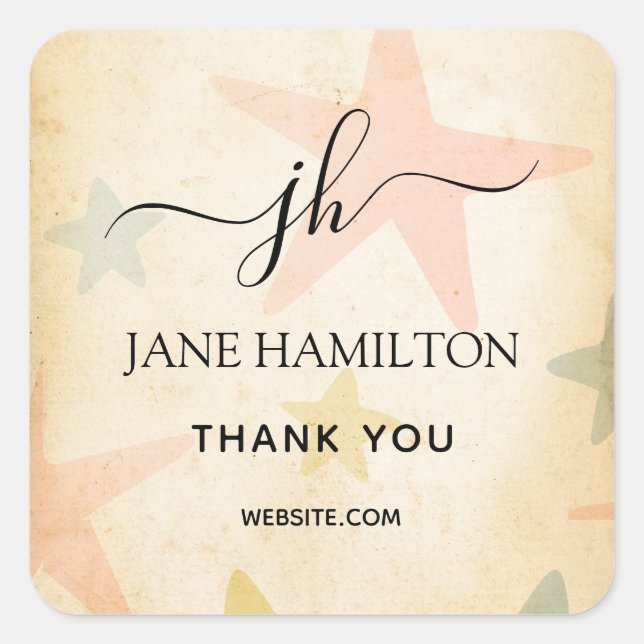 Sticker Carré stellaire en Merci (Devant)