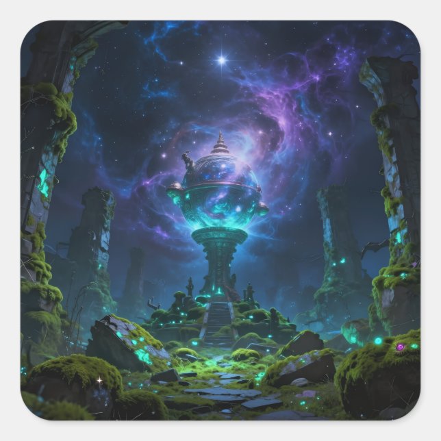 Sticker Carré Sternenpfad – Reise durch das Universum (Devant)