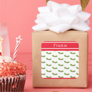 Sticker Carré Stic Carré de Noël personnalisé Holly & Berries