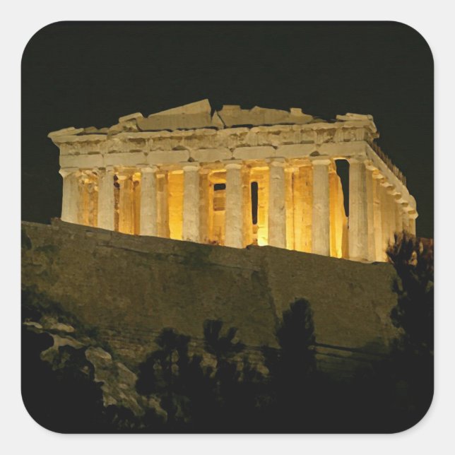 Sticker Carré Stick Parthenon at Night (Devant)