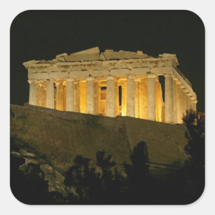 Sticker Carré Stick Parthenon at Night