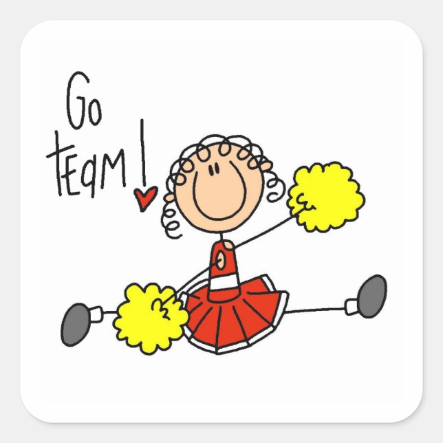 Sticker Carré Stick rouge Pom-pom girl et cadeaux (Devant)