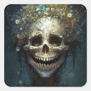 Sticker Carré Sticke déplaisant Imaginaire foncé gothique crâne