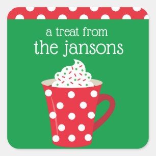Sticker Carré Stickers-cadeaux au chocolat chaud Polka Dot