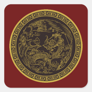Sticker Carré Sticking chinois Dragon très amusant