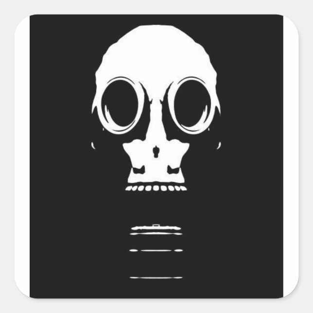 Sticker Carré Sticleur à crayon de masque à gaz (Devant)