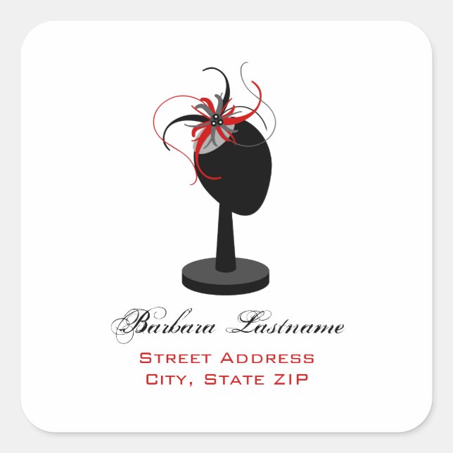 Sticker Carré Sticleur d'adresse du casquette Stand & Red & Blac (Devant)