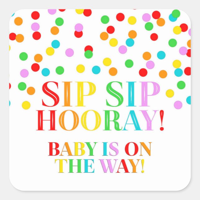 Sticker Carré Sticule Carré Rainbow Confetti Sip Hooray (Devant)