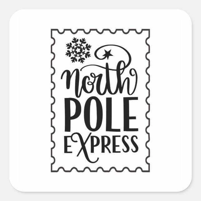 Sticker Carré Sticule du Timbre Père Noël du Pôle Nord Noël (Devant)