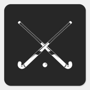 Sticker Carré Sticule Silhouette de hockey sur gazon noir
