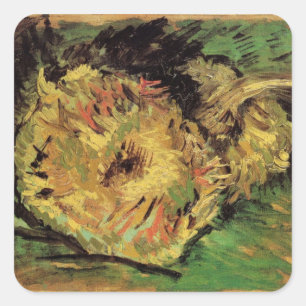 Sticker Carré Still Life Two Cut Sunflowers par Vincent van Gogh