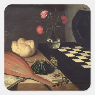 Sticker Carré Still Life with Chess-board, 1630