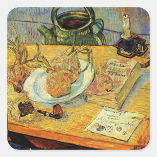 Sticker Carré Still Life with Drawing Board de Vincent van Gogh