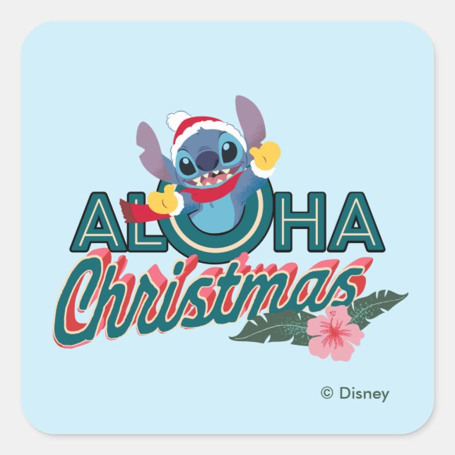 Sticker Carré Stitch | Noël Aloha (Devant)