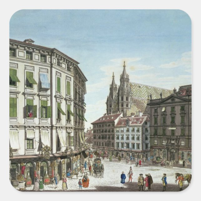 Sticker Carré Stock-im-Eisen-Platz, avec St Stephan (Devant)