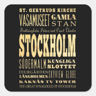 Sticker Carré Stockholm City Royaume-Uni Typographie Art