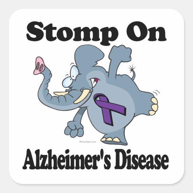 Sticker Carré Stompe éléphante sur la maladie d'Alzheimer (Devant)