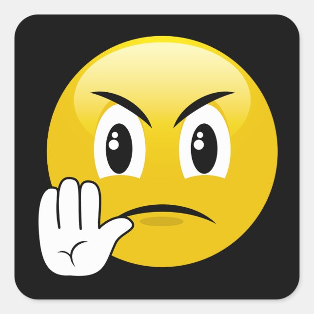 Sticker Carré Stop Hands Emoji (Devant)