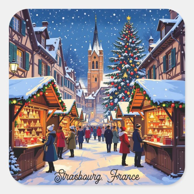 Sticker Carré Strasbourg, France Christmas   (Devant)
