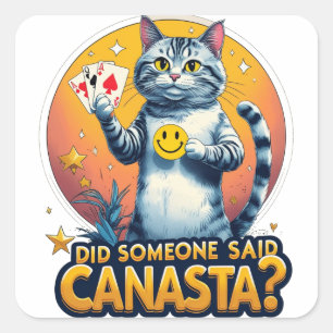 Sticker Carré Stratégie de carte de jeu Canasta
