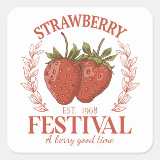 Sticker Carré Strawberry Festival