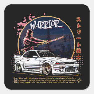 Sticker Carré Street Warrior Samurai - Pilote Skyline