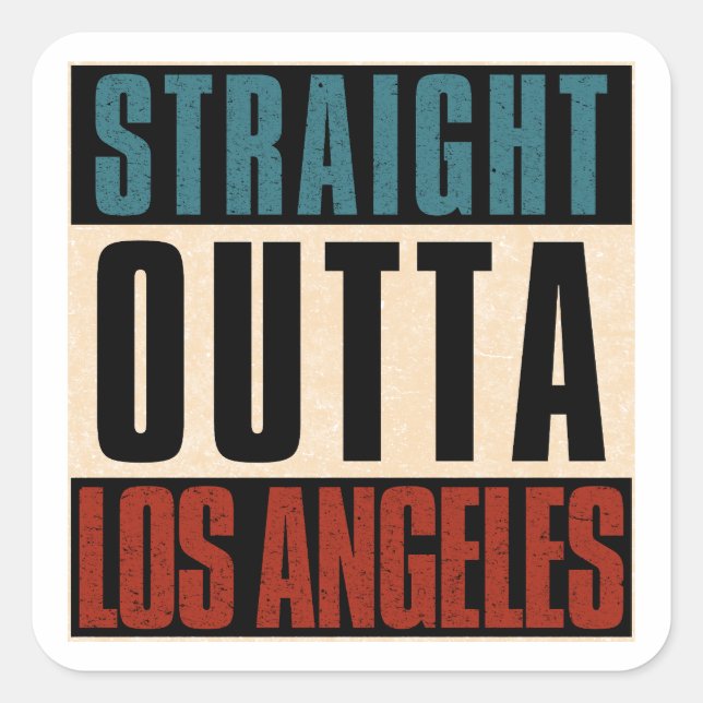 Sticker Carré Stright Outta Los Angeles Californie CA USA (Devant)
