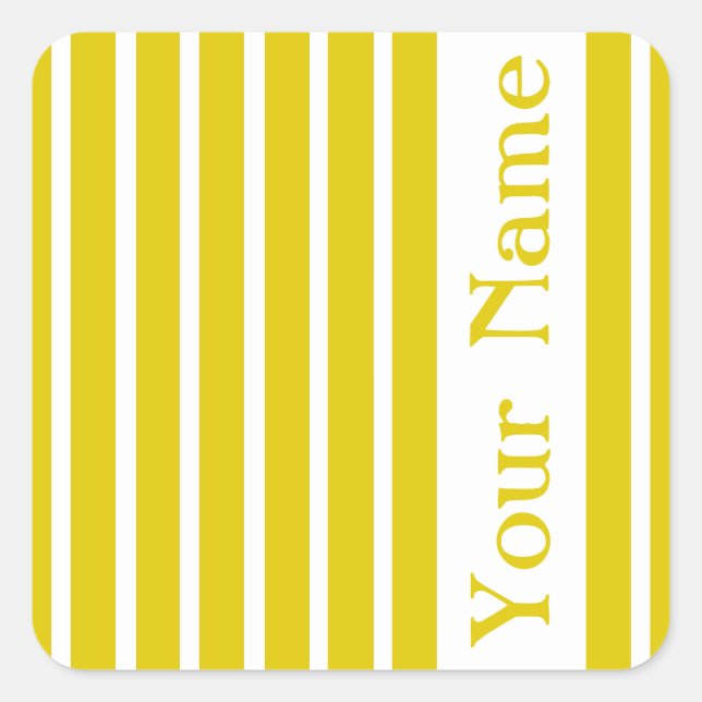 Sticker Carré Stripe Safari Golden Poppy avec le nom (Devant)