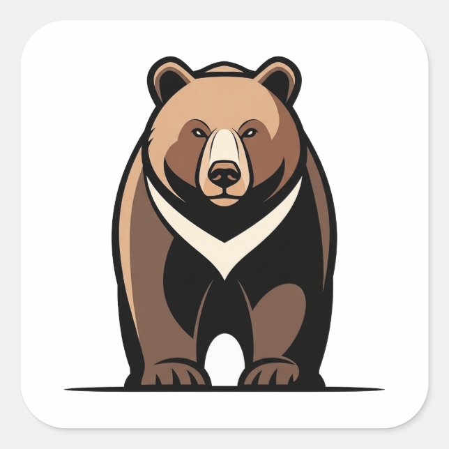 Sticker Carré Strong Calm Bear Illustration (Devant)