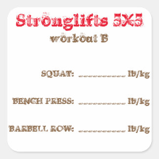 Sticker Carré Stronglifts 5x5 tracker - entraînement B