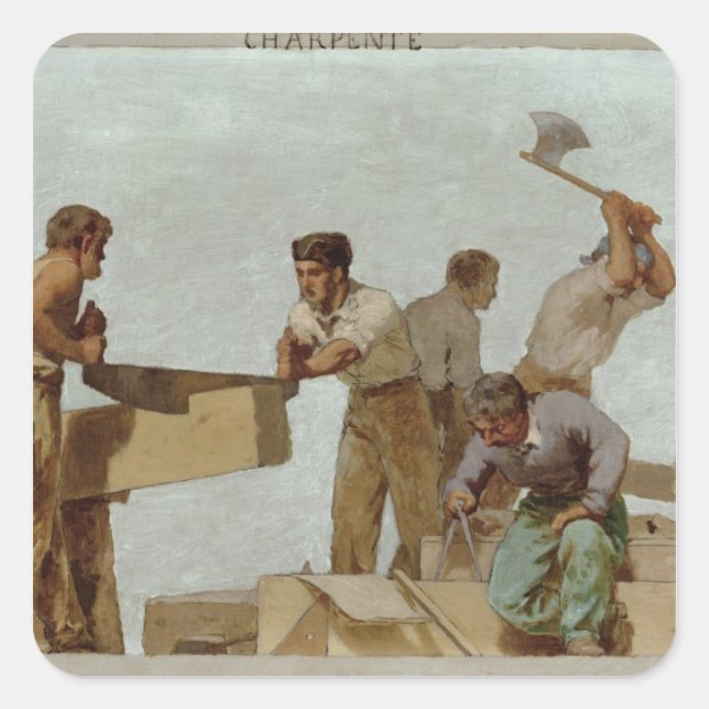 Sticker Carré Structure en bois (Devant)