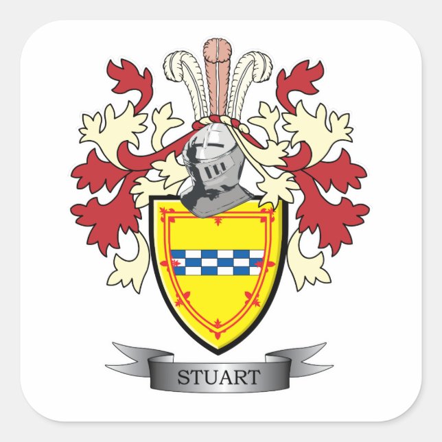 Sticker Carré Stuart Family Crest Coat of Arms (Devant)