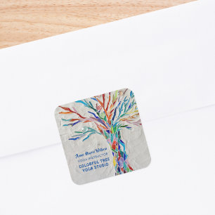 Sticker Carré Studio Yoga Coloré Mosaic Tree