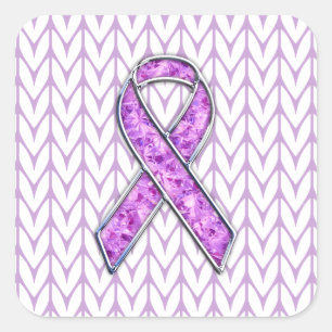 Sticker Carré Style Chrome Crystal Pink Ribbon Knit de sensibili