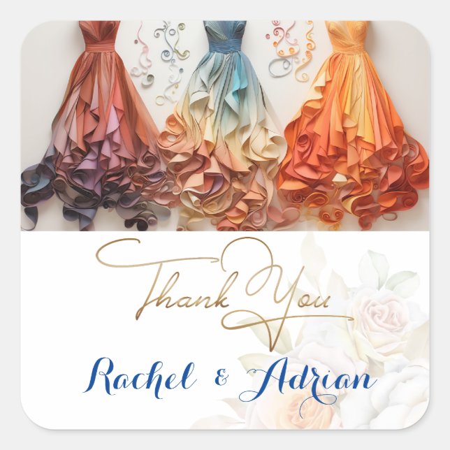 Sticker Carré Style de robe mariage (Devant)