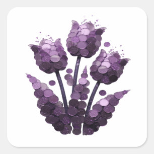 Sticker Carré Style de vinyle abstrait violet animé